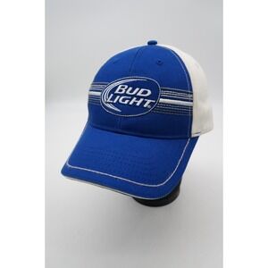 Bud Light Strapback Hat Baseball Cap Blue White Patch Adjustable OSFA